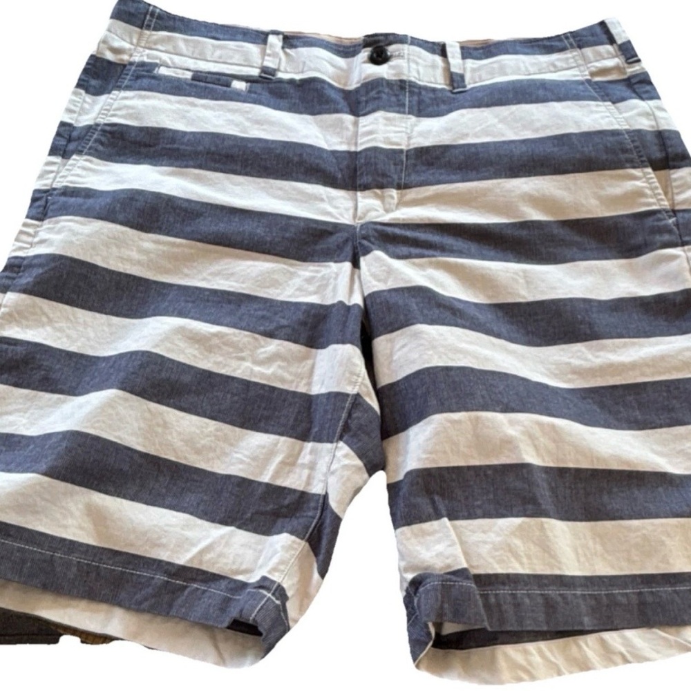 GAP Tan Shorts with Navy and White Stripes